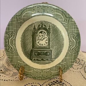 Vintage Green bread and butter Clock Plate by Royal China company